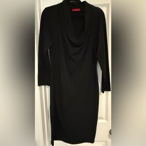 Jennifer Lopez Black Long Sleeve Cowl Neck Dress